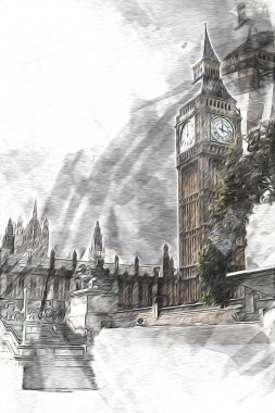 Londra sanat tasarımı çizimi çizimi eğlenceli tasarım antika retro