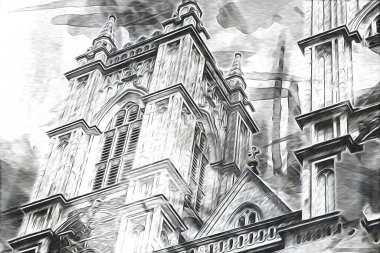 Londra sanat tasarımı çizimi çizimi eğlenceli tasarım antika retro