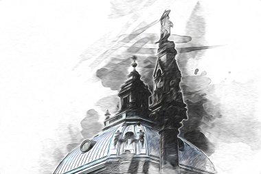 Londra sanat tasarımı çizimi çizimi eğlenceli tasarım antika retro