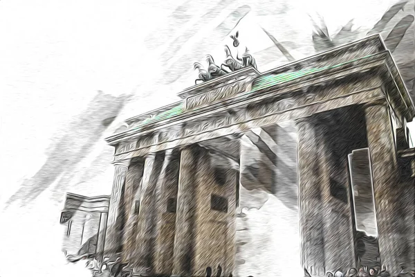 Berlin Konst Teckning Skiss Illustration Kul Design Vintage Retro — Stockfoto