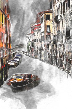 Venedik sanat eskizi çizimi eğlenceli tasarım antika retro