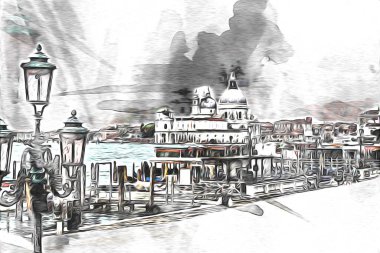 Venedik sanat eskizi çizimi eğlenceli tasarım antika retro