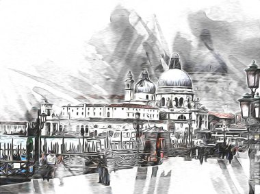 Venedik sanat eskizi çizimi eğlenceli tasarım antika retro