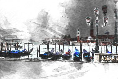 Venedik sanat eskizi çizimi eğlenceli tasarım antika retro