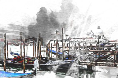 Venedik sanat eskizi çizimi eğlenceli tasarım antika retro