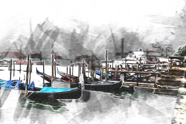 Venedik sanat eskizi çizimi eğlenceli tasarım antika retro