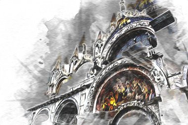 Venedik sanat eskizi çizimi eğlenceli tasarım antika retro