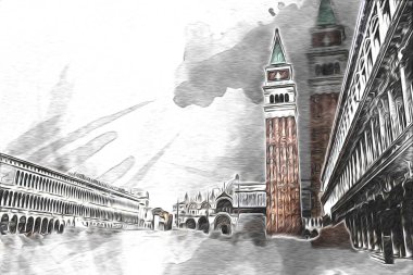 Venedik sanat eskizi çizimi eğlenceli tasarım antika retro