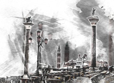 Venedik sanat eskizi çizimi eğlenceli tasarım antika retro