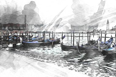 Venedik sanat eskizi çizimi eğlenceli tasarım antika retro