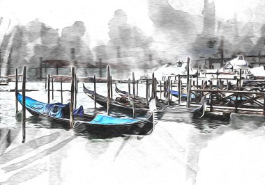 Venedik sanat eskizi çizimi eğlenceli tasarım antika retro