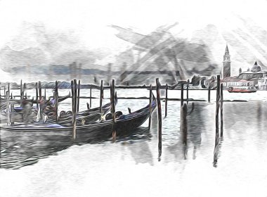 Venedik sanat eskizi çizimi eğlenceli tasarım antika retro