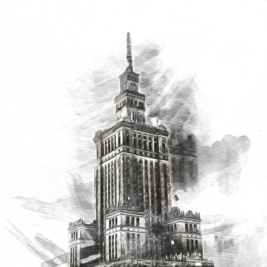 Varşova şehir manzarası dış sanat çizimi çizimi