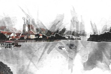 Wroclaw City Poland antika sanat eskizi çizimi