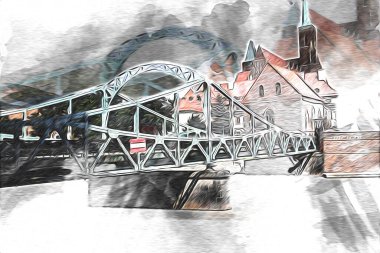 Wroclaw City Poland antika sanat eskizi çizimi