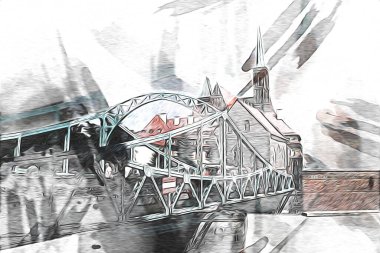 Wroclaw City Poland antika sanat eskizi çizimi