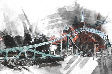 Wroclaw City Poland antika sanat eskizi çizimi