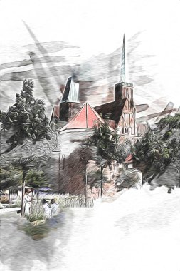 Wroclaw City Poland antika sanat eskizi çizimi