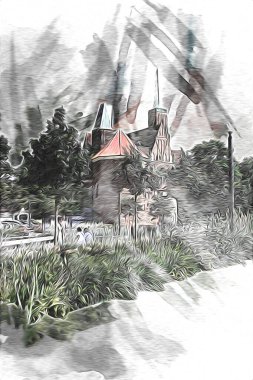 Wroclaw City Poland antika sanat eskizi çizimi