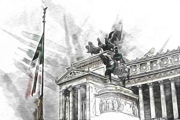Ρώμη Ιταλία Τέχνη Σχέδιο Σκίτσο Εικονογράφηση Διασκεδαστικό Σχεδιασμό Ρετρό Αντίκα — Φωτογραφία Αρχείου