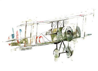 Beyaz arka planda izole edilmiş eski bir savaş uçağı.