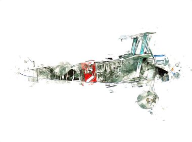 Beyaz arka planda izole edilmiş eski bir savaş uçağı.