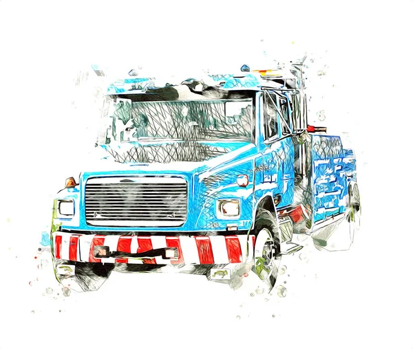 American Truck Illustration Color Isolated Art Vintage Retro – stockfoto