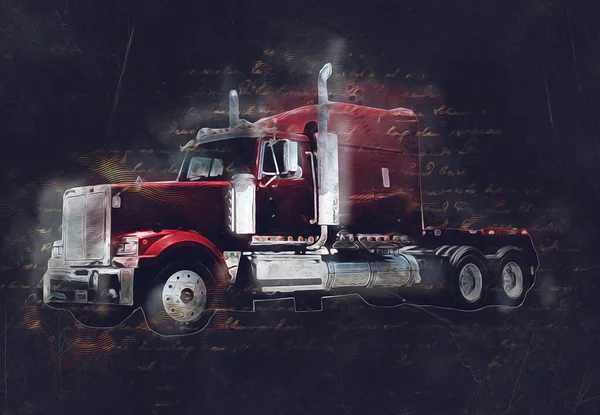 American Truck Illustration Color Isolated Art Vintage Retro – stockfoto