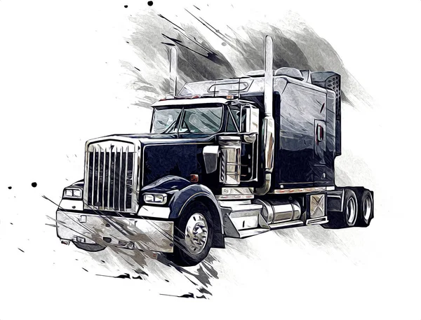 Amerikanische Lkw Illustration Farbe Isoliert Kunst Vintage Retro — Stockfoto