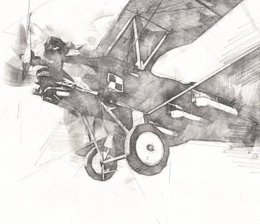 Beyaz arka planda izole edilmiş eski bir savaş uçağı.