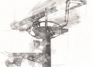 Donanma gemisinde askeri radar takibi, sanat eseri çizimi klasik.