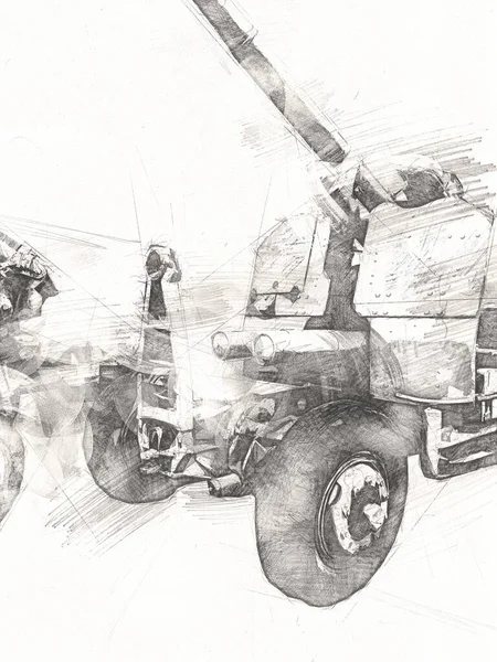Uçaksavar Silah Sanatı Illüstrasyon Askeri Çizim — Stok fotoğraf