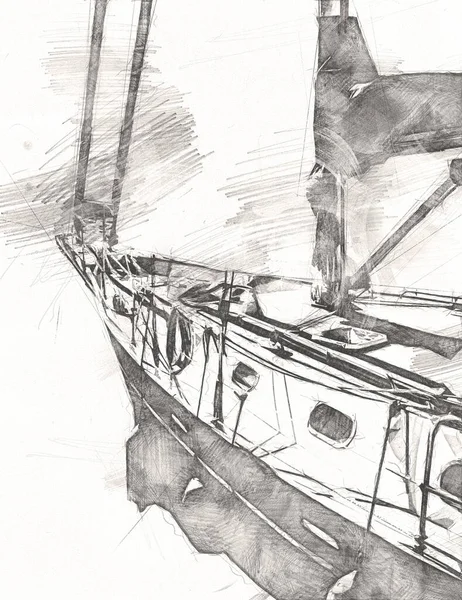 Ιστιοπλοϊκά Σκάφη Στοιβαγμένα Στη Μαρίνα Τέχνη Απεικόνιση Ρετρό — Φωτογραφία Αρχείου