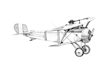 Beyaz arka planda izole edilmiş eski bir savaş uçağı.