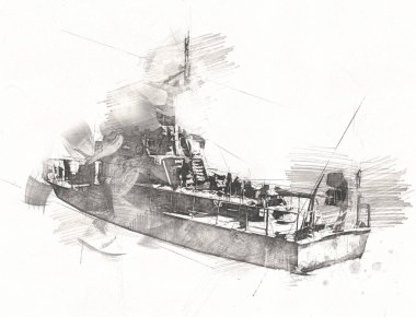 Askeri gemi, Atlantik Denizi 'nin engebeli çizimlerinden geçiyor.