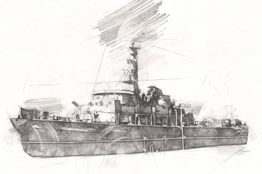 Askeri gemi, Atlantik Denizi 'nin engebeli çizimlerinden geçiyor.