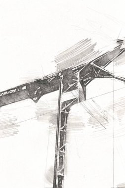 Şantiye iskelesi, klasik resim çizimi olan bir inşaat alanı.