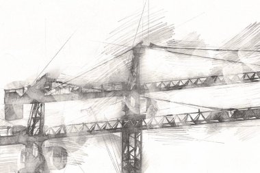 Şantiye iskelesi, klasik resim çizimi olan bir inşaat alanı.