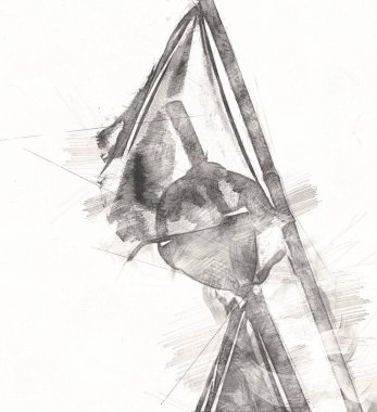 Rüzgarda dalgalanan renkli deniz yelkenli bayrakları sanat eseri çizimleri