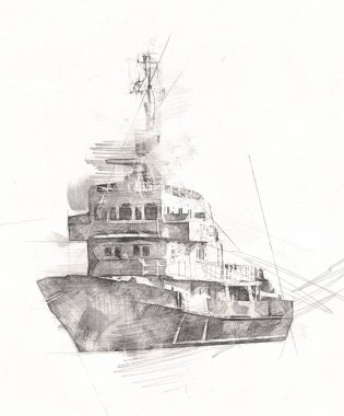 Yelkenli tekneler rıhtıma, liman sanatı illüstrasyonları klasik