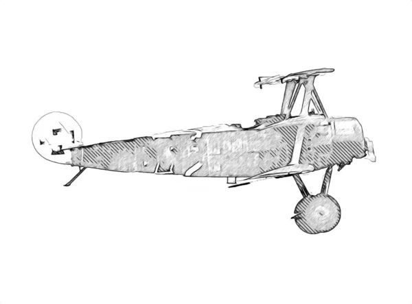Avião Lutador Velho Isolado Fundo Branco Arte Vintage Retro Ilustração — Fotografia de Stock