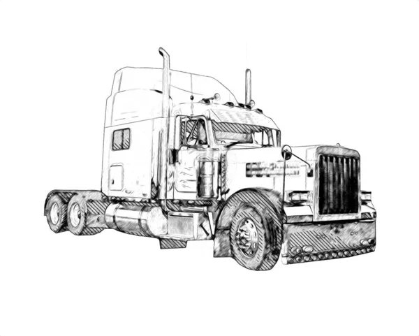 American Truck Illustration Color Isolated Art Vintage Retro – stockfoto