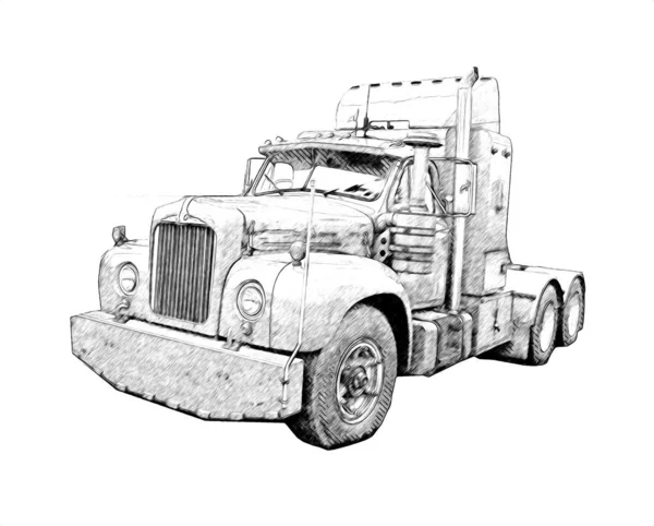 Amerikanische Lkw Illustration Farbe Isoliert Kunst Vintage Retro — Stockfoto