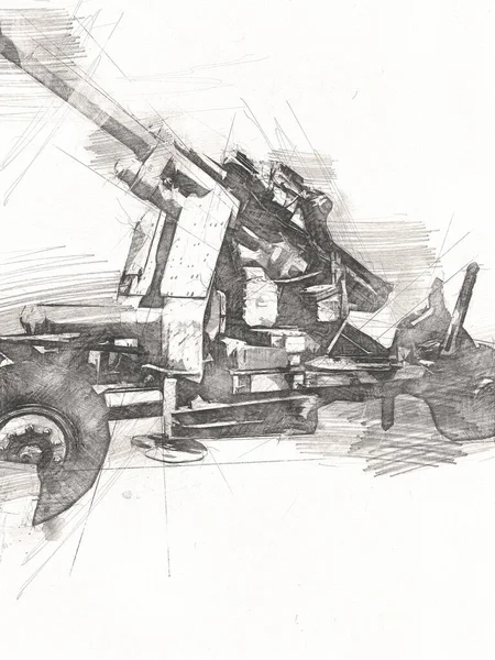 battlefield cannon military art illustration drawing sketch