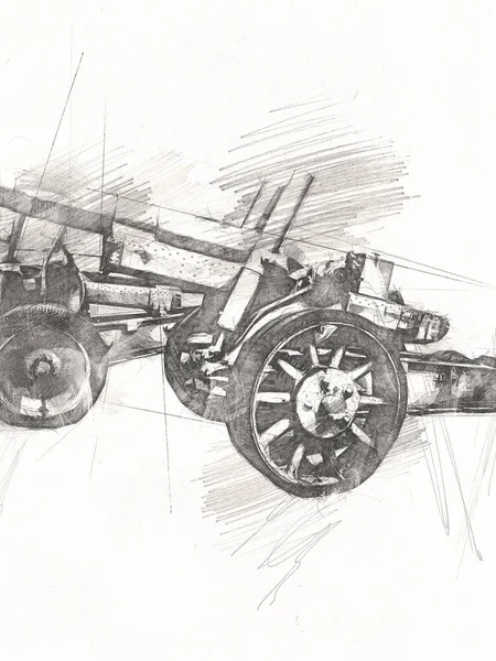 Schlachtfeld Kanonen Militärische Kunst Illustration Zeichnung Skizze — Stockfoto