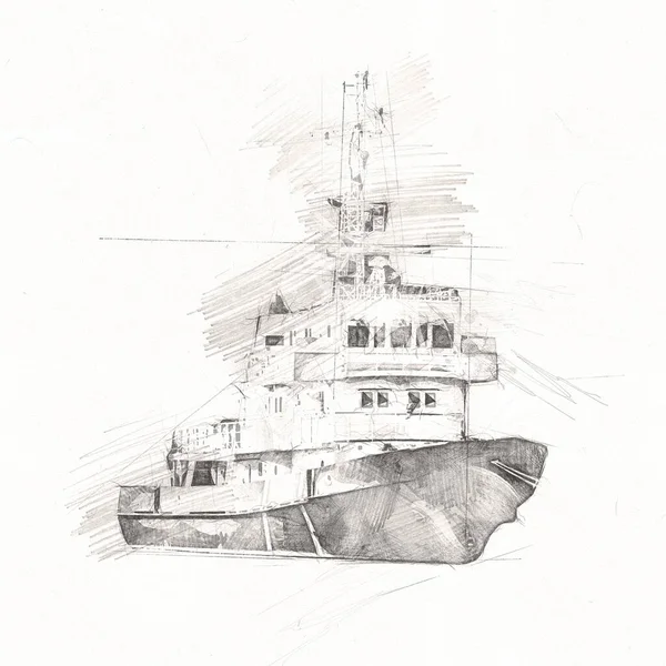桟橋に浮かぶ帆船 港のアートイラストヴィンテージレトロ — ストック写真