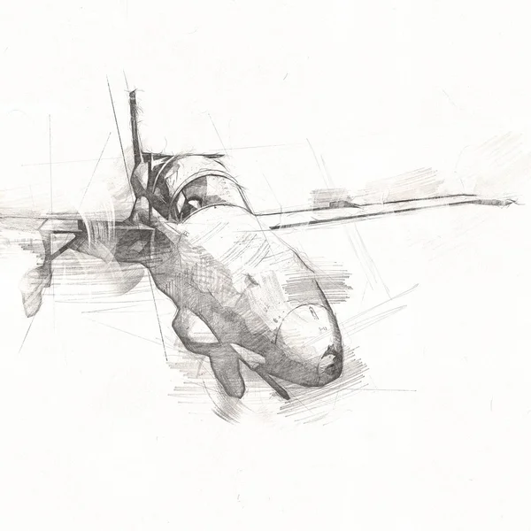 Avion Chasseur Réaction Américain Dessin Illustration Art Vintage — Photo