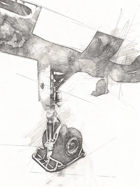 American Jet Avión Combate Dibujo Ilustración Arte Vintage —  Fotos de Stock