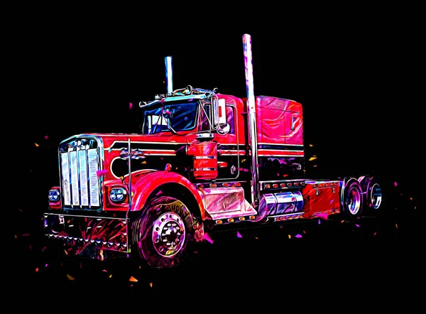 Amerikanische Lkw Illustration Farbe Isoliert Kunst Vintage Retro — Stockfoto