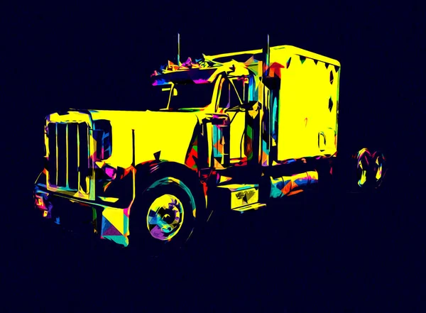 American Truck Ilustración Color Arte Aislado Vintage Retro — Foto de Stock